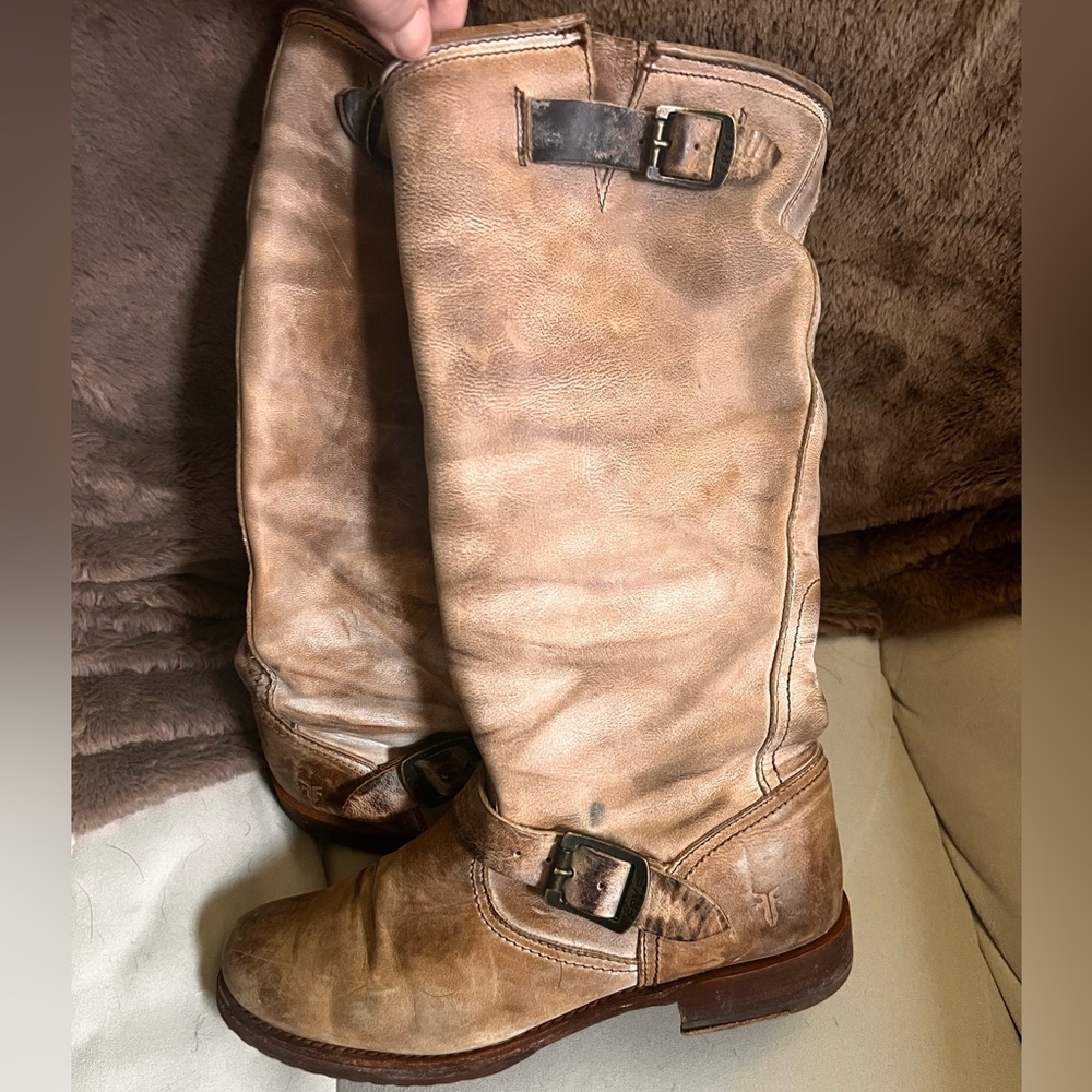 Frye Veronica Boots - Distressed - Wide Calf, Size 10B